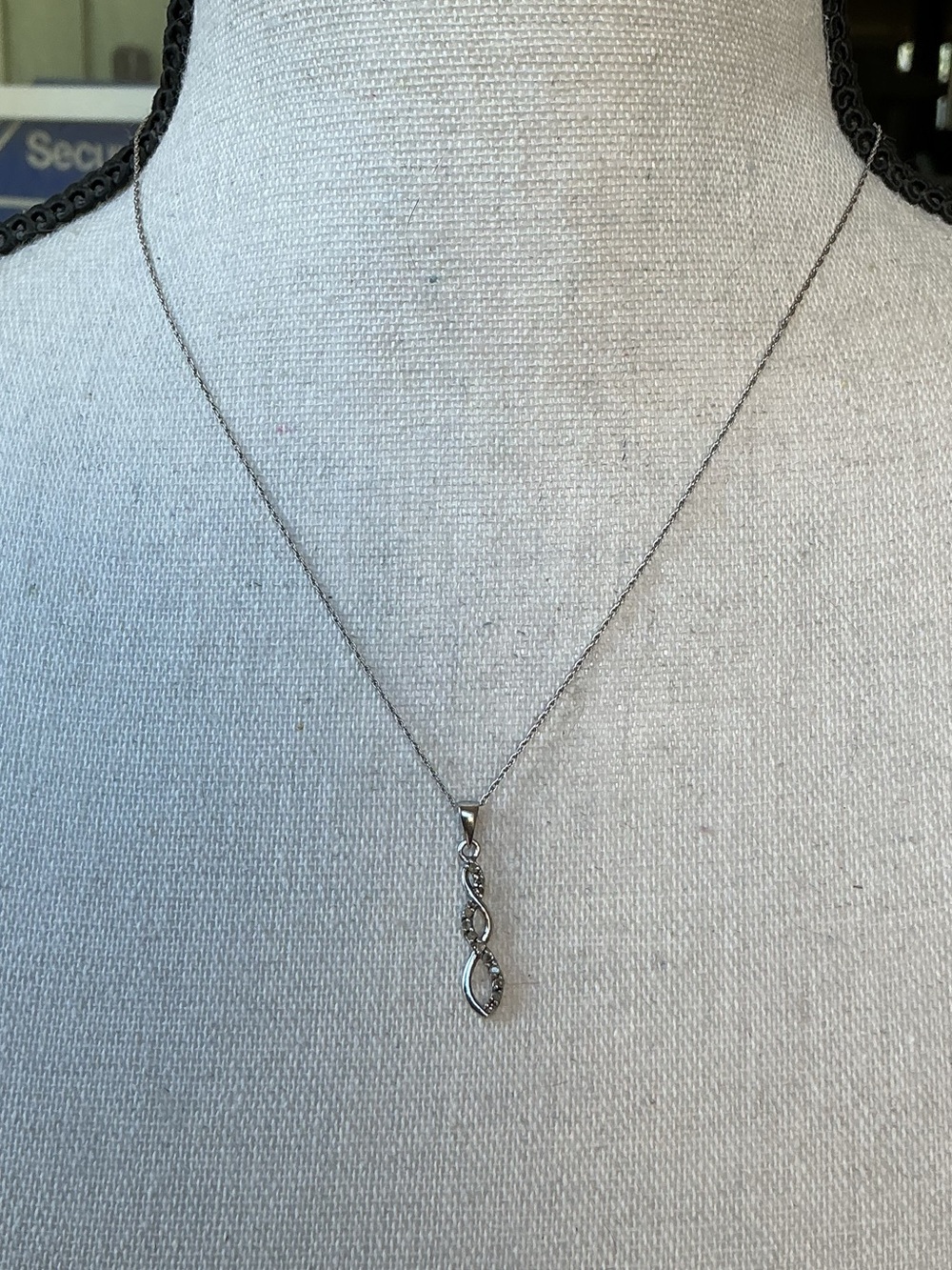 Sterling Silver Genuine Diamond Infinity Pendant Necklace